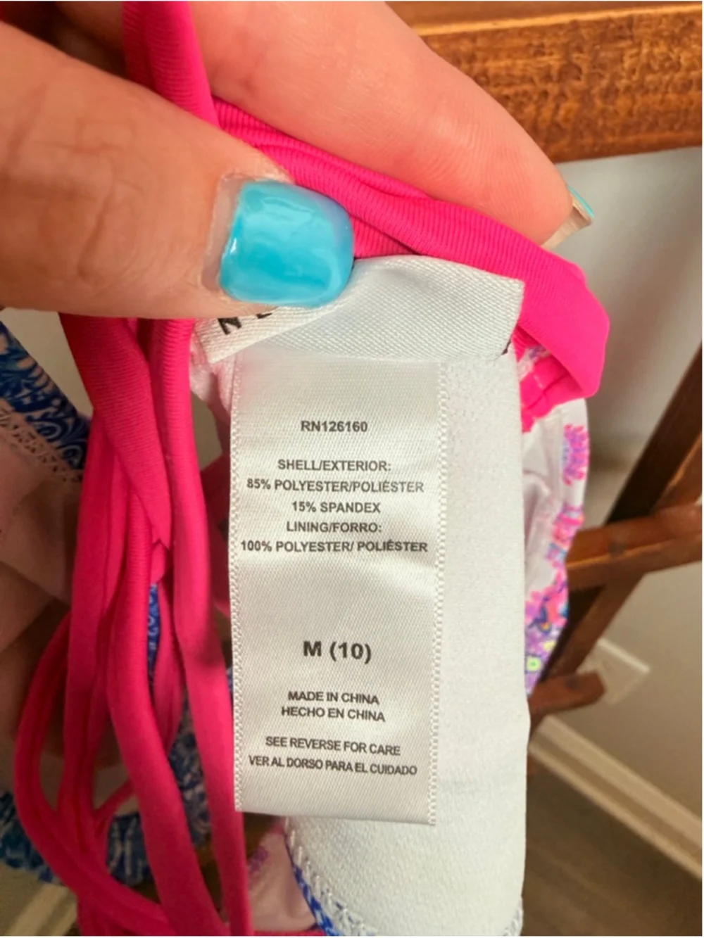 Girls Nicole Miller New York Bikini M Pink Blue Paisley
